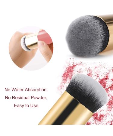 2-Piece Chubby Makeup Brush Set for Liquid, Cream, and Powder Cosmetics - Golden & Pink - Buy Online on GoSupps.com