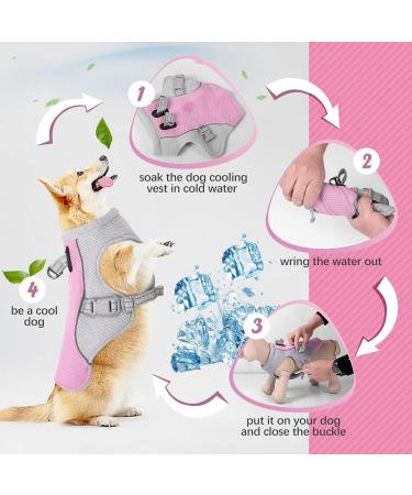 Kuoser Cool Vest for Dogs | Breathable & Reflective Cooling Coat for Hot Days | Perfect for Small to XXXL Dogs | Summer Outdoor Training Jacket - Pink - Buy Online on GoSupps.com
