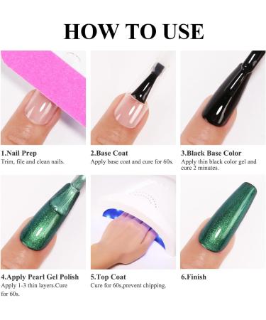 Imtiti Pearl Gel Nail Polish Set 5 Colors Transparent Shell Shimmer Nail Gel Polish Blue Purple Rose Gold Green Mermaid Nail Drawing Gel With Black Gel Polish Spring Summer Soak Off UV Led 6ML - Buy Online on GoSupps.com