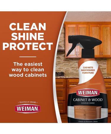 Weiman Cabinet & Wood Clean & Shine Spray - Furniture  Kitchen Cabinets  Baseboard & Trim  Fresh Almond Scent - Microfiber Cloth Included Bundle - Buy Online on GoSupps.com