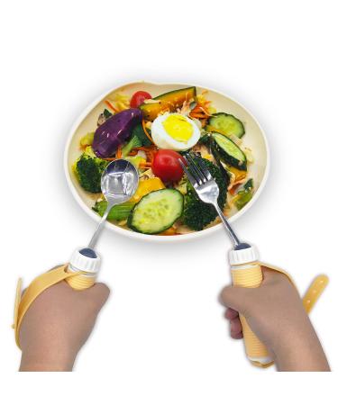Weighted Adaptive Utensils for Hand Tremors Swivel Spoons Forks with Scoop Plate Set Built Up Utensils for Adults Parkinsons Patients Muscle Weakness Arthritis Elderly