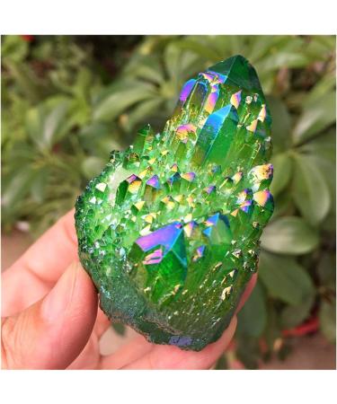 Green Aura Crystal Cluster Angel Aura Titanium Quartz Crystal Stunning Rainbow Specimen Minerals Reiki Full of Texture (Size : 40-50g) - Buy Online on GoSupps.com