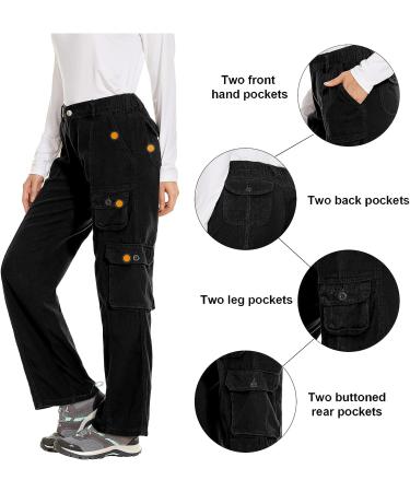 Women's Hiking Cargo Pants Joggers | Cotton Casual Military Army Combat Work Pants | 7 Pockets | Small Black - Buy Online on GoSupps.com