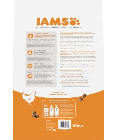 IAMS Junior Dry Cat Food with Chicken for Kittens 1-12 Months - 10 kg Pack | Best Nutrition for Your Growing Kitten - Buy Online on GoSupps.com
