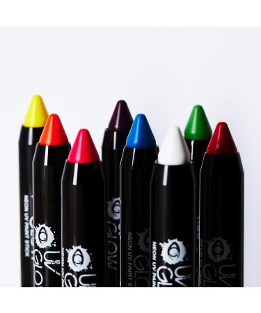 UV Glow Neon Face Paint Stick - Set of 8 | Genuine & Original | Glows Brightly Under UV Light - Buy Online on GoSupps.com