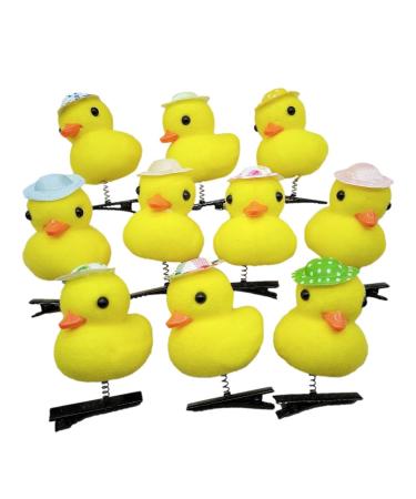 Cute Yellow Duck Hair Clips - 10 Cute Yellow Duck Hairpin Set for Girls Women Soft Animal Hair Clips Hair Pins Fun Hair Accessories for Kids Women Hat style