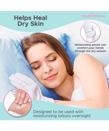 3 Pairs White Premium Cotton Sleep Gloves for Eczema and Dry Hands - Overnight Moisturizing Gloves for Men and Women - Includes Mesh Laundry Bag - Fits Most - Buy Online on GoSupps.com