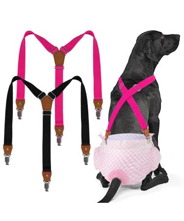 PET soft dog diaper trousers 2 pieces of dog trousers dog diaper harness braces for diapers women puppy trousers belly ligaments pet clothing (black-pink L) black-pink L