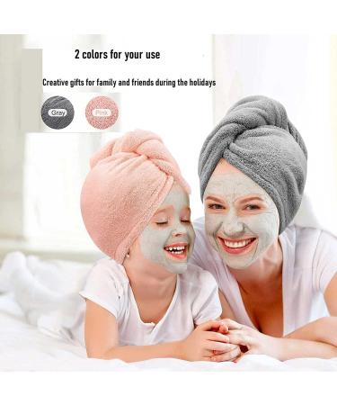 YQBFTC Turban Towel for Long Hair - 2 Pack Super Absorbent Microfiber Hair Towels in Pink & Gray | Quick-Dry Hair Accessories for All Hair Types - Buy Online on GoSupps.com