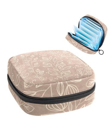 Light Cafe Floral Patterns Sanitary Napkin Storage Bag Feminine Menstrual Cup Pouches Nursing Pad Holder Tampon Bags Portable Period Bag for Women Teen Girls 1Pcs Multi-colored 11