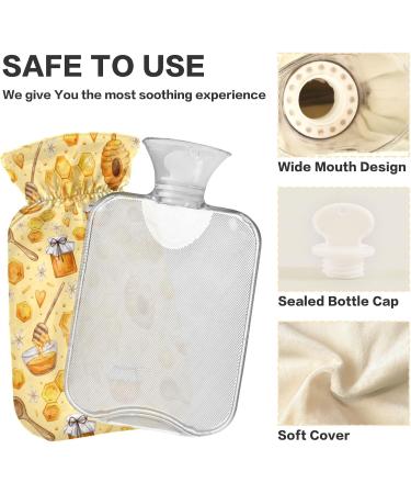 Honey Bee Hot Water Bottle with Cover - 1L BPA Free Pain Relief Bag for Bed Hand & Feet | International Shipping - Buy Online on GoSupps.com