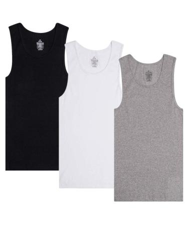 Efit 3-6 Pack Men's 100% Cotton Wife Beater A-Shirts Undershirt Plain Ribbed Tank Top X-Large 3 Mix