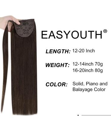 Easyouth Dark Brown Human Hair Ponytail Extension 12 Inch - Darkest Brown 2 Tails, 70g - Buy Online on GoSupps.com