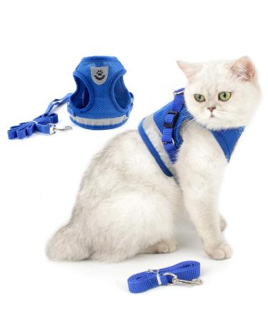 Ranphy cat dishes with leash breakpuff -proof reflecting chest harness puppy puppy dishes step in soft network fabric dishes for small cat adult cats blue XL XL (breast size: 52 cm) blue