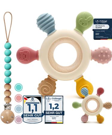 Okonkn Beißring Baby 2024 Beissring Baby Dental Aid Baby Bpa-Free Silicone Baby Accessories for Boys and Girls Baby Toys 4 months+ 1+ green