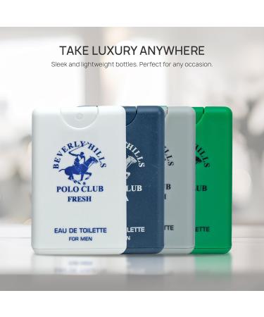 Beverly Hills Polo Club MENS 4PC 20ML POCKET SPRAY - GREEN - CONTAINS FRESH/PLATINUM/BOLD/AQUA Bold Platinum Aqua Fresh - Buy Online on GoSupps.com