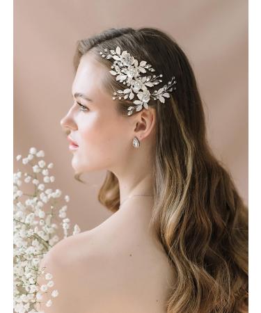 SWEETV Rhinestone Wedding Hair Comb - Handmade Bridal Hair Clip for Brides & Bridesmaids | Wedding Hair Accessories in Silver - Buy Online on GoSupps.com