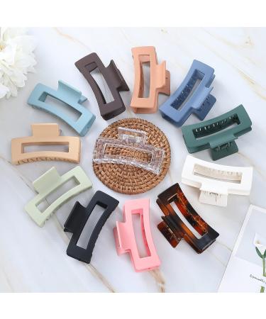 Sisiaipu 3.5 Inch Medium Hair Claw Clips 12 Pcs - Matte Rectangular Hair Clips for Thin Hair - Non-slip Acrylic Banana Jaw Clips Hair Accessories for Women and Girls - Buy Online on GoSupps.com