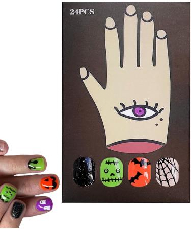 Uitseld Halloween Press On Nails - Full Glossy Nails For Women | Artificial Nails Decorations Short Square Fake Nails Halloween Ghost Press On Nails Natural & Fit False Nails - Buy Online on GoSupps.com