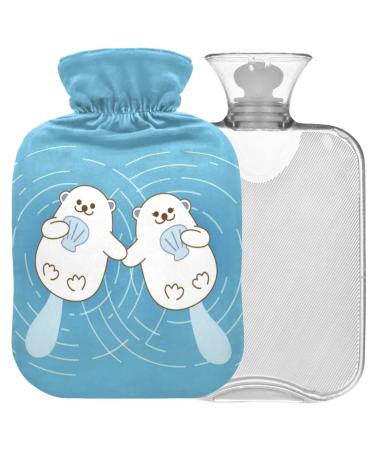 NAANLE CARTOON SEA OTTERS HATING BACK MIT Transparent Bag Warm Water bottle 1l hot water bottle for bed Handfeous Heat pain relief heat and cold therapy