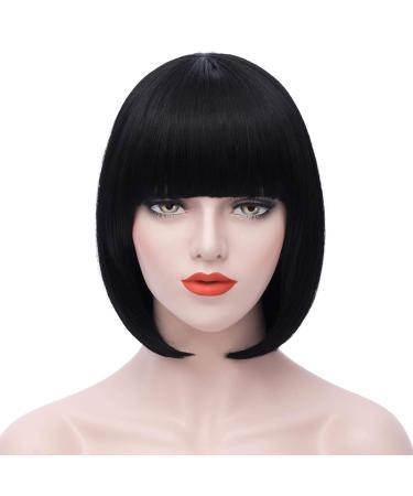 Mildiso Black Short Bob Wig - 12 Inch Synthetic Colorful Cosplay & Daily Wear Wig for Women - Natural Look Hair - Buy Online on GoSupps.com
