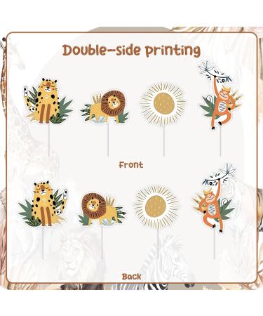 24pcs Jungle Safari Animal Cupcake Toppers Boho Wild Animal Cupcake Picks Decoration Retro Jungle Safari Boho Theme Baby Shower Birthday Party Supplies - Buy Online on GoSupps.com