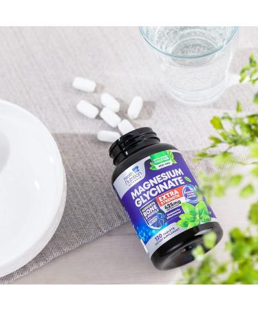 Extra Strength Magnesium Glycinate 425mg with Calcium - 120 Tablets | Bone, Heart & Muscle Health Support | Non-GMO Vegan Gluten Free - Buy Online on GoSupps.com