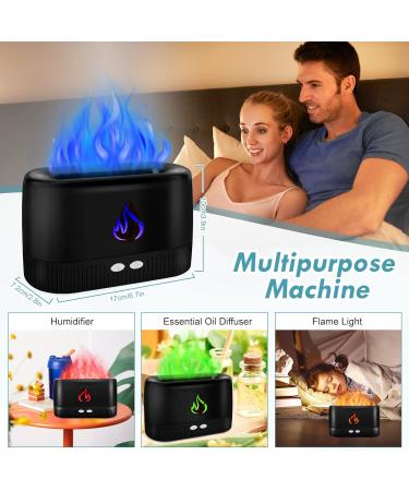 Flame Essential Oil Diffuser - Augot Aroma Diffuser with 5 Color Changing Flame Light No-Water Auto-Off Noiseless Humidifier for Spa Home Office & Yoga - Black - Buy Online on GoSupps.com
