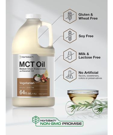 MCT Oil 64 oz - 100% Pure Blend for Coffee, Tea, Juice & Liquids - Keto, Vegetarian, Non-GMO - Gluten Free - by Horbaach - Buy Online on GoSupps.com