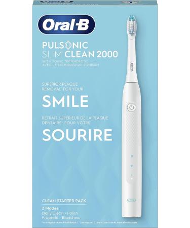 Oral-B Pulsonic Slim Clean 2000 Electric Sonic Toothbrush - 2 Cleaning Modes for Dental Care - Timer Gift - White - Buy Online on GoSupps.com