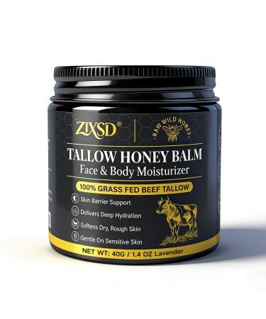 ZIXSD Lavender Beef Tallow For Face Beef Tallow For Skin Tallow And Honey Balm Beef Tallow & Raw Wild Honey Body & Face Moisturizer Natural