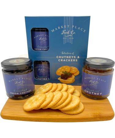 Savoury Chutney & Biscuits Gift Set - Cheeseboard Chutney, Caramelised Onion, Cracker Rounds - Perfect for Cheese Lovers and Afternoon Tea - Buy Online on GoSupps.com