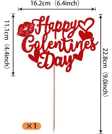 SYKYCTCY 1 Pack Happy Galentine's Day Cake Topper Glitter Sweet Love Heart Lips Valentine's Day Cake Pick for Happy Valentine's Day Engagement Theme Birthday Party Cake Decorations Supplies Red Color 11 - Buy Online on GoSupps.com