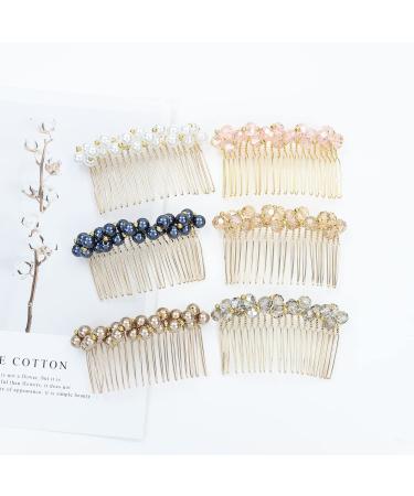 6 Pack Luxury Jeweled Hair Combs - Rhinestone & Pearl Decorative Clips for Women - Buy Online on GoSupps.com