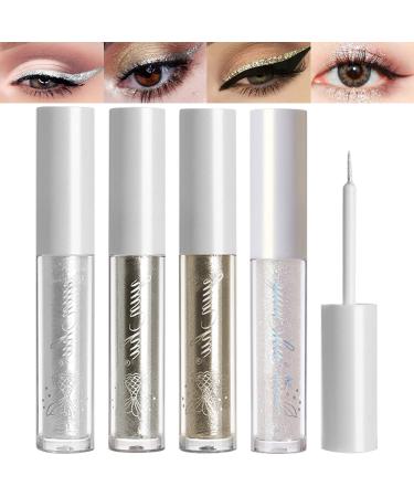 Jutqut Liquid Glitter Eyeliner  Long Wearing  Opaque  Multi-Dimensional Eye Glitter Makeup  Intense Color with One Layer Coverage  Metallic Eye Liner and Eyeshadow With Diamond Sparkling sheen 01020304