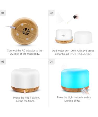 300ML Essential Oil Diffuser Remote Control Aromatherapy Humidifier with Adjustable Mist Mode, 7 LED Light Colors - Perfect for Bedroom, Office, Yoga, Spa - Yellow - Buy Online on GoSupps.com