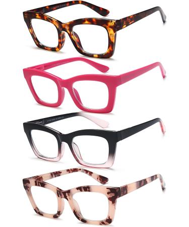 Shop 4 Pack Oprah Style Reading Glasses for Women | Blue Light Blocking Oversized Square Readers | Spring Hinge | International Shipping - Buy Online on GoSupps.com