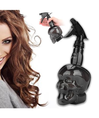 Spray Bottle Bottle Water for Barber Skull Shape 250ml Vintage Hairdressing Spray Mist Empty Water Bottle Sprayer Salon Barber Tools for Hair Styling Plants Pets Home Clean (Black)