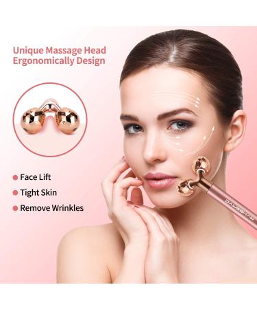 2-in-1 Electric Face Massager Roller | 24k Rose Gold 3D Roller | Crescent Shape Facial Roller Kit for Arm, Eye, Nose | Skin Care Tools - Buy Online on GoSupps.com