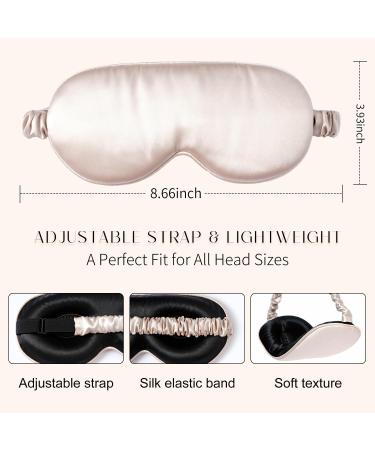 Buy 100% 22 Momme Mulberry Silk Sleep Mask | Weighted Eye Cover for Men & Women | Blackout 3D Sleeping Mask for Lash Extensions - Adjustable Strap (Pink - Buy Online on GoSupps.com