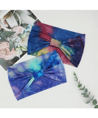 Women's Wide Knotted Headbands - African Inspired Head Wraps - Stretchy Hair Accessories - 4 Pack Tie Dye - Buy Online on GoSupps.com