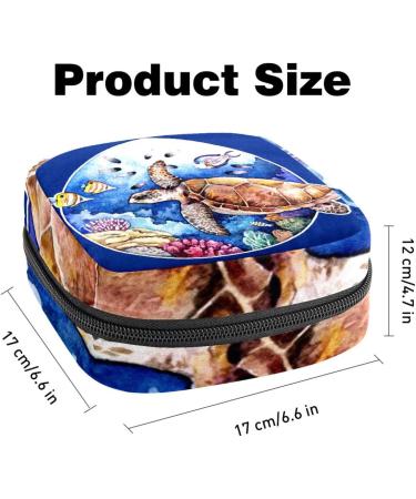 Sea Turtle & Coral Portable Storage Bag for Women & Teens - Menstrual Cup & Pad Holder - Buy Online on GoSupps.com