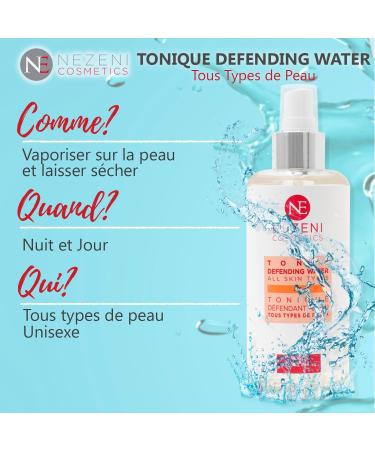 Nezeni Tonique Defending Water 200 ml | 8 active ingredients | Hyaluronic acid witch hazel extract and microalgae extracts | Vegan | For all skin types | LOW IN PRESERVATIVES - Buy Online on GoSupps.com