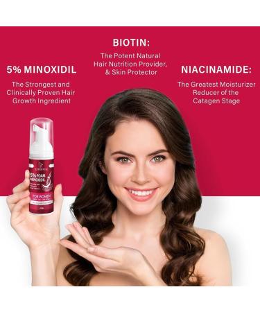 Women's 5% Minoxidil Foam - Hair Growth Treatment for Thicker Fuller Hair | 2 Pack (60g) - Effective Solution for Hair Loss - Buy Online on GoSupps.com