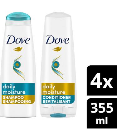Dove Nutritive Solutions Shampoo & Conditioner for everyday hair care Daily Moisture 1420 ml (Pack of 4 : 2 Shampoos + 2 Conditioners) Daily Moisture Shampoo + Conditioner 355 ml (Pack of 4) - Buy Online on GoSupps.com