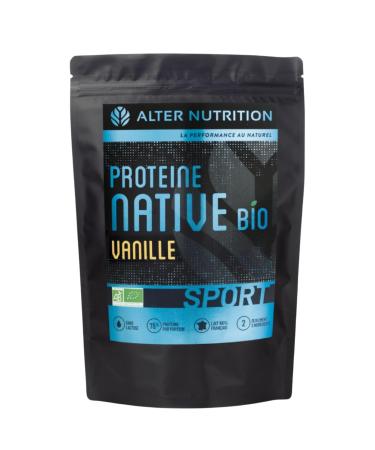ALTER NUTRITION - Lactose Free Organic Native Protein - Vanilla - Mass Gain - Low Fat - No Added Sugars - 100% Milk from France - 78% Protein - 700g Bag