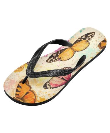 Buy Mnsruu Watercolor Butterfly Flip Flops Sandals | Comfortable Home Slippers for Men & Women | Multicolored Travel & Spa Footwear - Buy Online on GoSupps.com