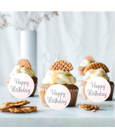 Cupcake Toppers 10 Pieces Acrylic Happy Birthday Cake Toppers Round Cake Decorations for Birthday Party Rose Gold - Buy Online on GoSupps.com
