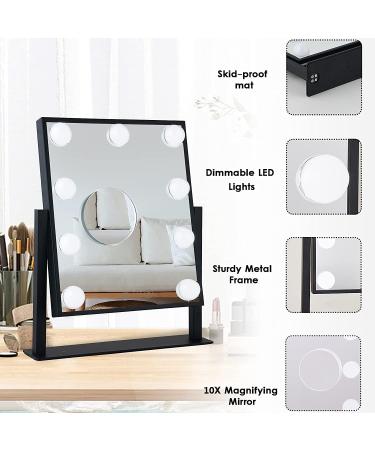 BWLLNI Hollywood Lighted Makeup Mirror - Touch Control, 3 Colors, 10X Magnification, 360آ° Rotation - Black - Buy Online on GoSupps.com