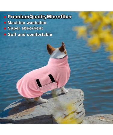 Jodsen Dog Drying Coat Dog Towel Bathrobe for Small Medium Dogs Dressing Gown Super Absorbent Pet Dog Drying Towel Adjustable Puppy Bathrobe Soft Dog Hair Drying Bag (M/50CM Pink) M/50CM Pink - Buy Online on GoSupps.com